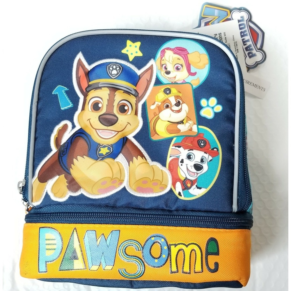 Nickelodeon Paw Patrol Chase Double‎ Compartment Insulated Lunch Bag Kids